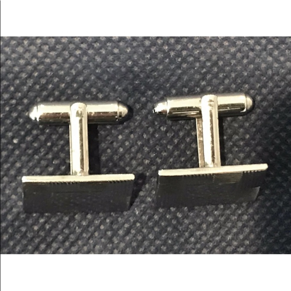 Vintage Polished Chrome Rectangular Cufflinks - image 6
